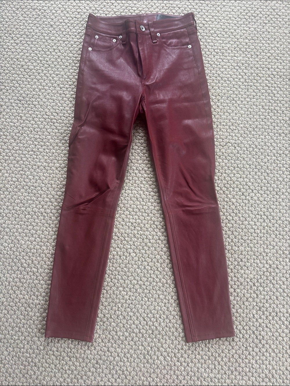 Rag & Bone Burgundy Leather Jeans